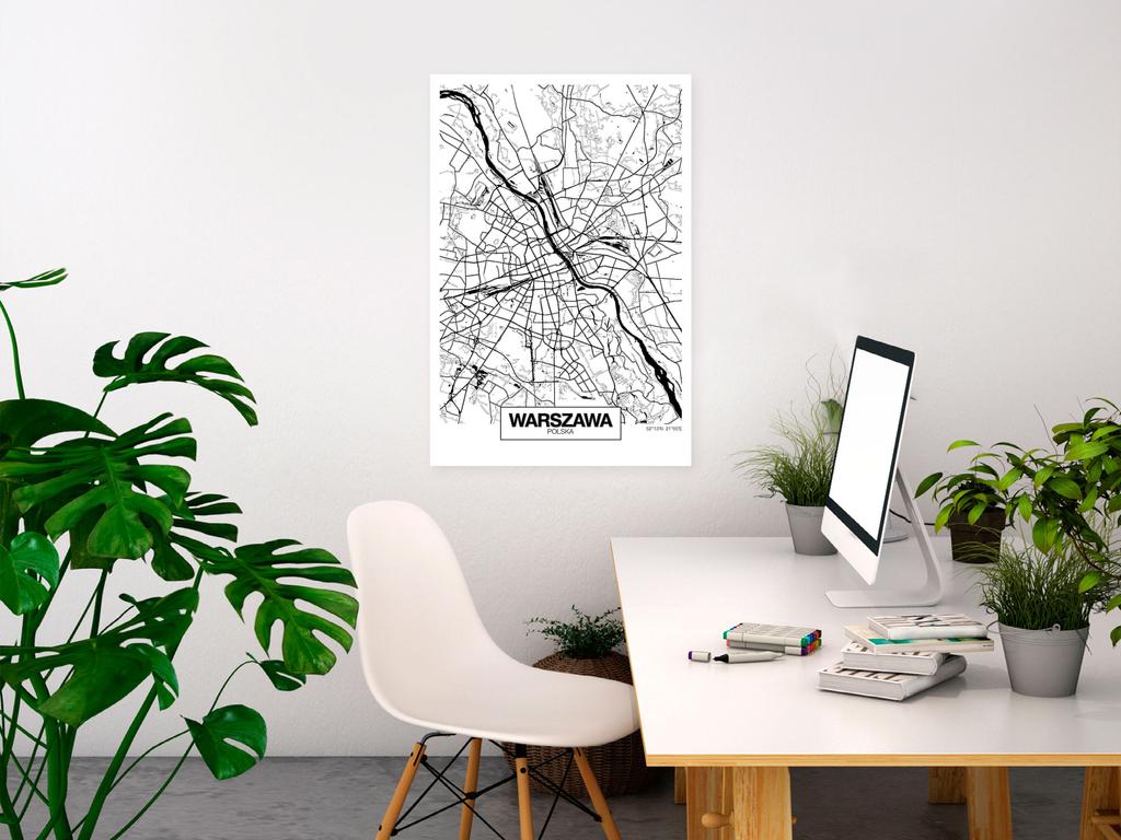 Obraz - Mapa Miasta: Warszawa (1-Częściowy) Pionowy