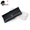 Snap-Button PVC Leather Eyeglass and Sunglasses Case - Soft Black and White Design