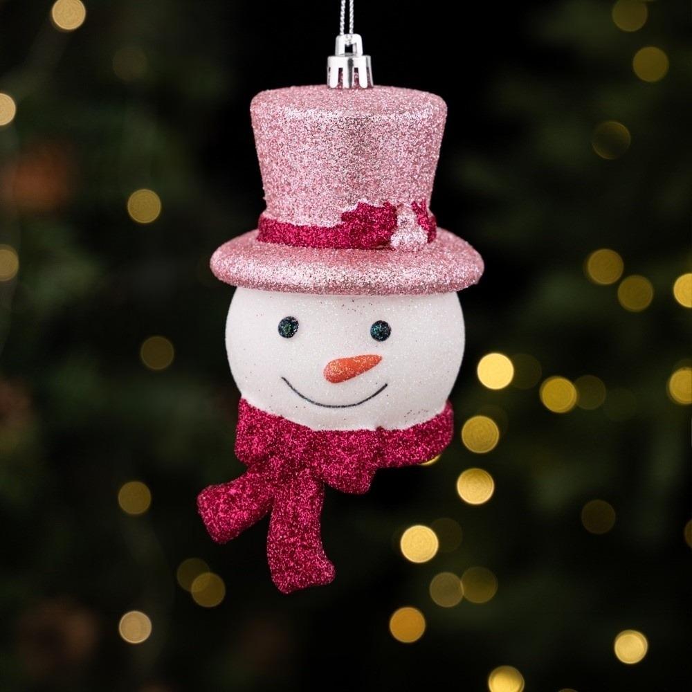 Snowman Santa Claus Snowman Pendant Plastic Delicate Christmas Hanging Electroplating Glitter Powder Shiny Xmas Ornaments