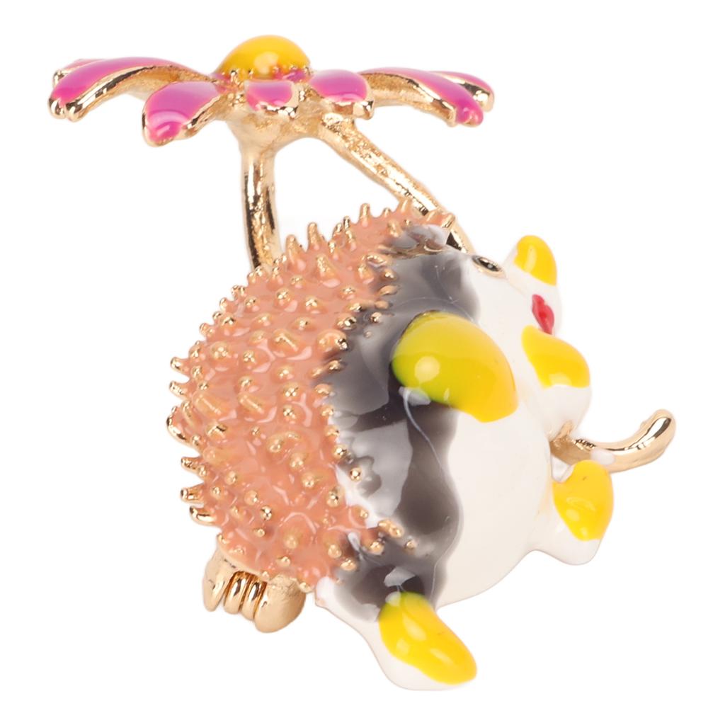 Daisy Hedgehog Brooch Pin Cute Fashionable Enamel Daisy Animal Brooch for Dating Black Purple