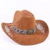 Popular European and American Classic Suede Western Cowboy Hat Men's and Women's Big Brim Embroidered Outdoor Sun Hat