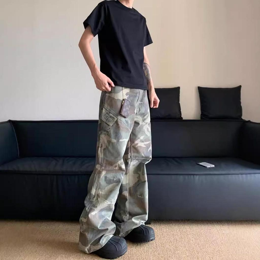 2024 Unisex American Retro Camouflage Flared Overalls