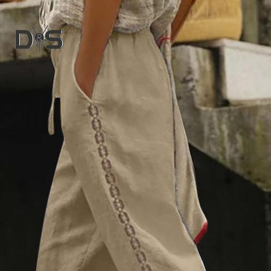 Dámské ležérní kalhoty Lehké prodyšné všestranné kalhoty s nastavitelným elastickým pasem Pohodlné kapsy pro každodenní nošení