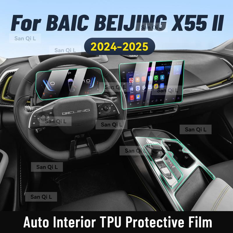 Interior TPU for BAIC BEIJING X55 II 2024 2025 Protective Film Cover Anti-Scratch Gearbox Panel Navigation Screen Automotive
