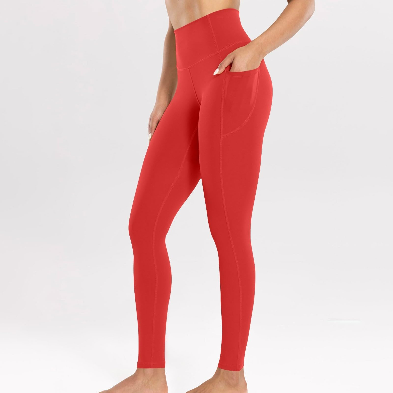 

Women s Fashion Tight High Waist Hip Pocket Quick-drying Fitness Running Leggings Yoga Trousers XL червоний
