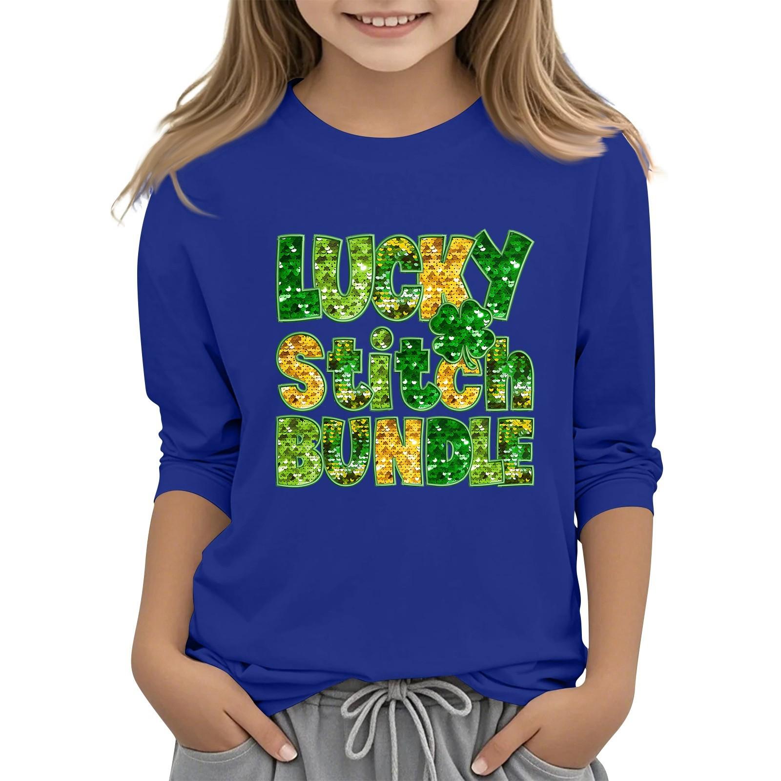 

Children s Casual St Patrick s Printed Collar T-shirt With 7 Minute Sleeves 160