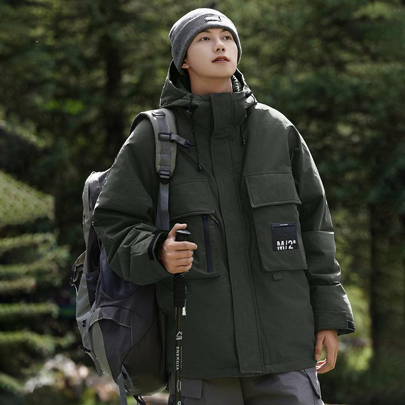 

Cold-proof down jacket winter new jacket men s American loose thickened warm cargo down jacket 3XL