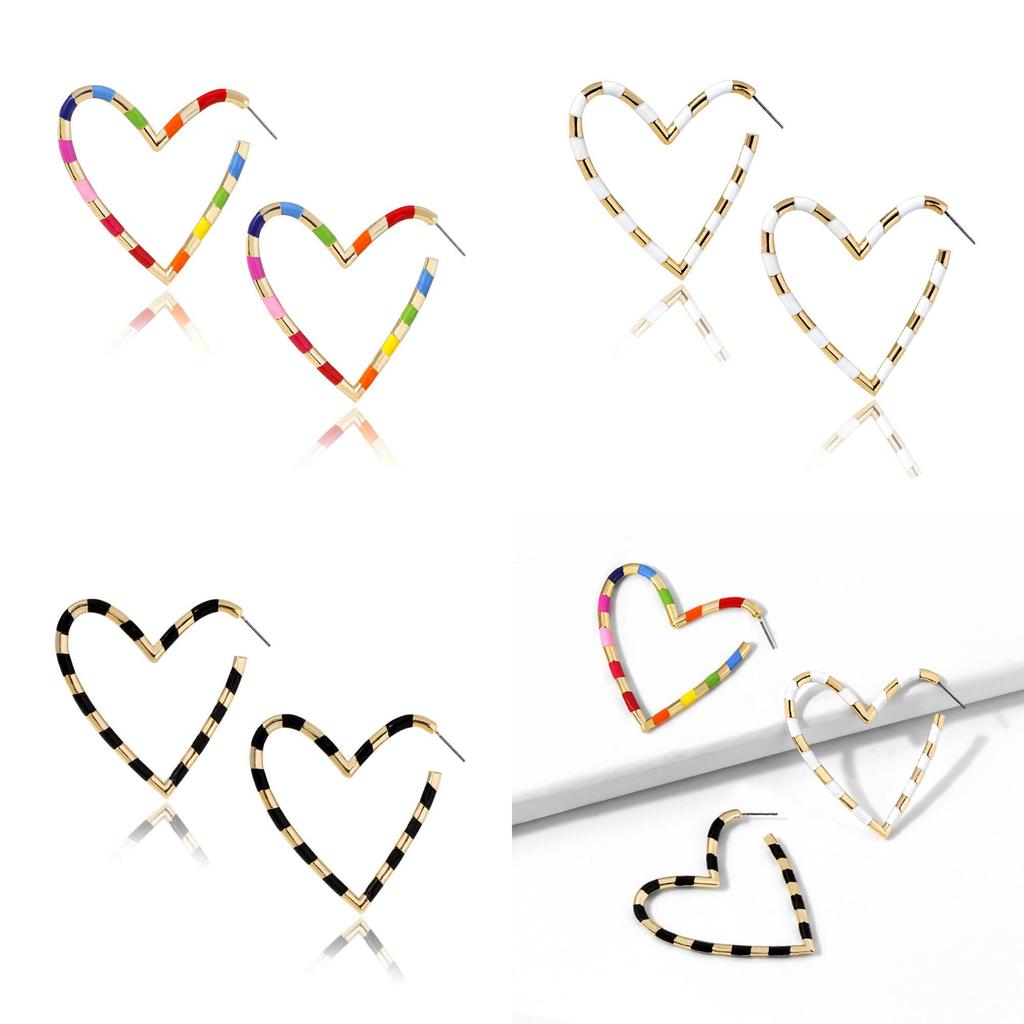 Modern Heart Earrings For Women Colorful Alloy Drop Earrings Fashion Trend