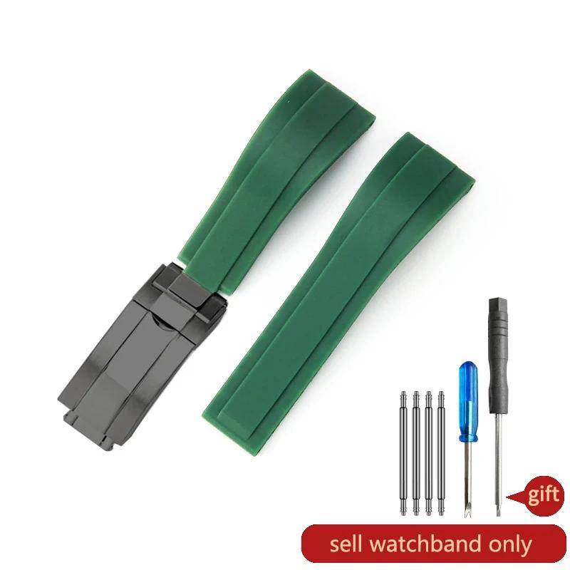 Paski do zegarka Daytona Yacht Log Czarny Zielony Water Ghost Zakrzywione zakończenie 20mm Silikonowy Wypukły Interfejs Czerwony Niebieski Pasek do zegarka