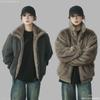Reversible Warm Thickened Stand Collar Cotton Jacket Men Women Loose Fit Winter Outerwear In Black Gray Khaki