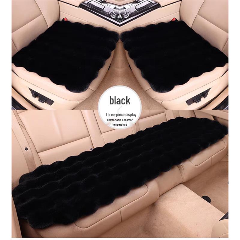 Universal Winter Three-Piece Plush Car Seat Cushions - Imitation Rabbit Fur for Warmth