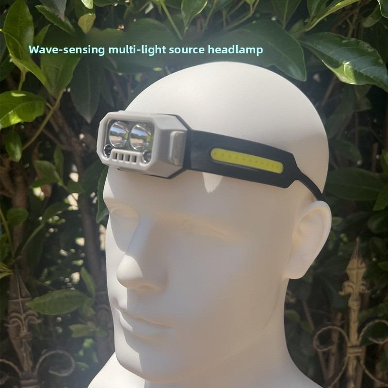 Dual-Light Sensor Super Bright Headlamp - New Rechargeable Silicone Model, Long-Life Li-Ion, Head-Mounted for Cycling