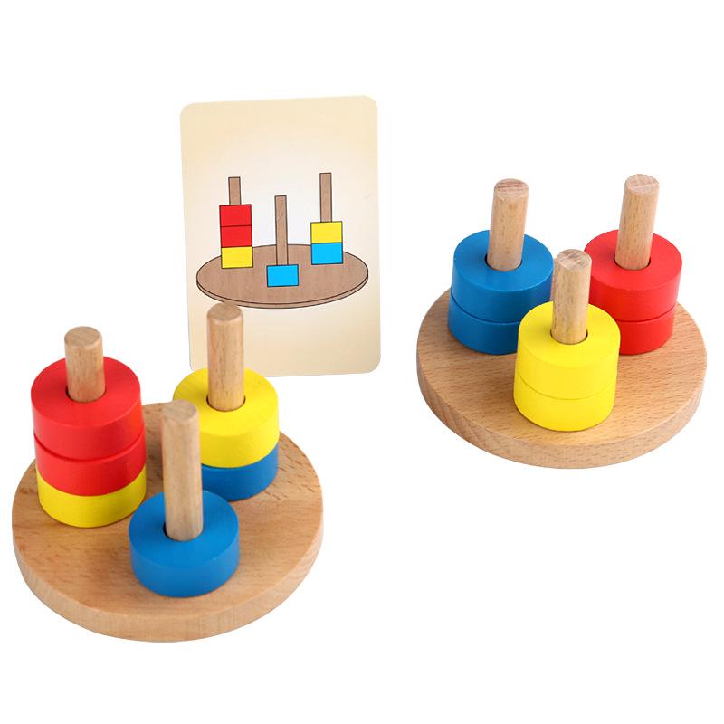 Montessori Colorful Stacking Rings - Interactive 3D Puzzle & Brain Training Wooden Toy for Kids