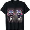Coole Trippy Raccoon Gentleman Regenboog Ravekleding EDM Grafisch T-shirt