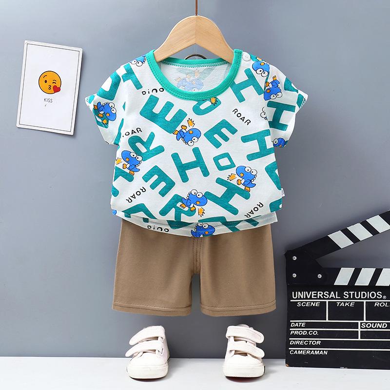 Korean Style Summer Cotton Outfit: Boys' Shorts and Girls' Short-Sleeve Set
