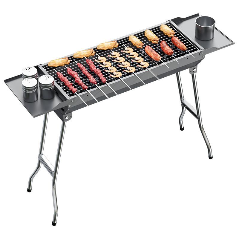Large Barbecue Grill Outdoor Thickened Foldable Portable BBQ Stove Grill Large Capacity Installation Free Barbecue Rack Set