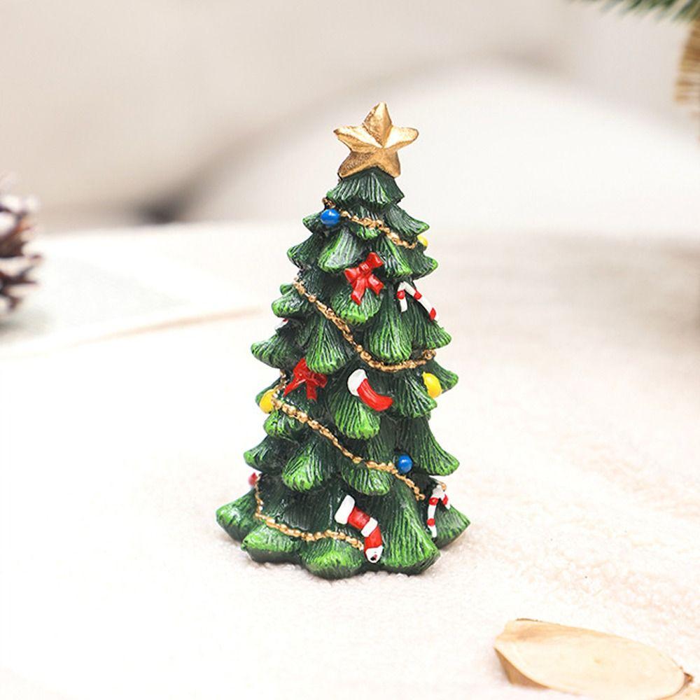 Lifelike Mini Christmas Tree Statue Resin Christmas Tree Ornaments  Home Xmas Decor