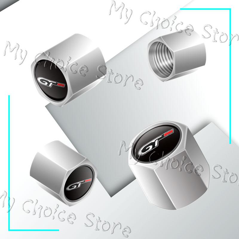 4Pcs/Set GT Logo Emblem Car Wheel Tire Valve Cap Tyre Rim Stem Airdust Waterproof Covers For n333 208 308 3008 301 508 GT RCZ 333n