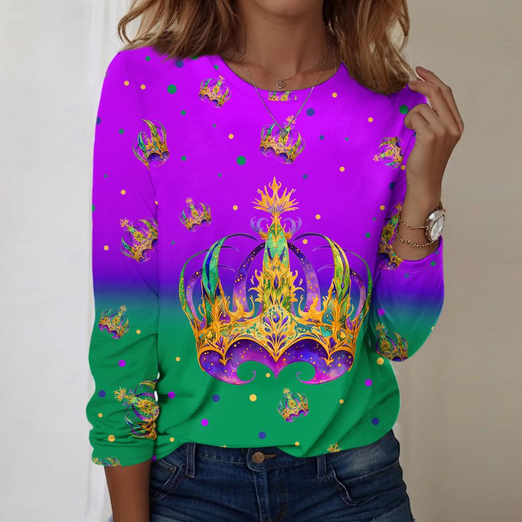 Langarmshirts für Damen, niedlicher Aufdruck, Grafik-T-Shirts, Blusen, lässig, Übergröße, Basic-Tops, Pullover