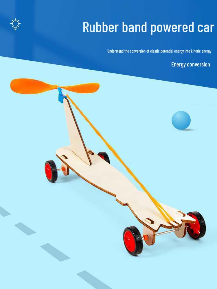 DIY Wind-Powered Rubber Band Car Kit: Fun Physics Teaching Aid & Science Experiment