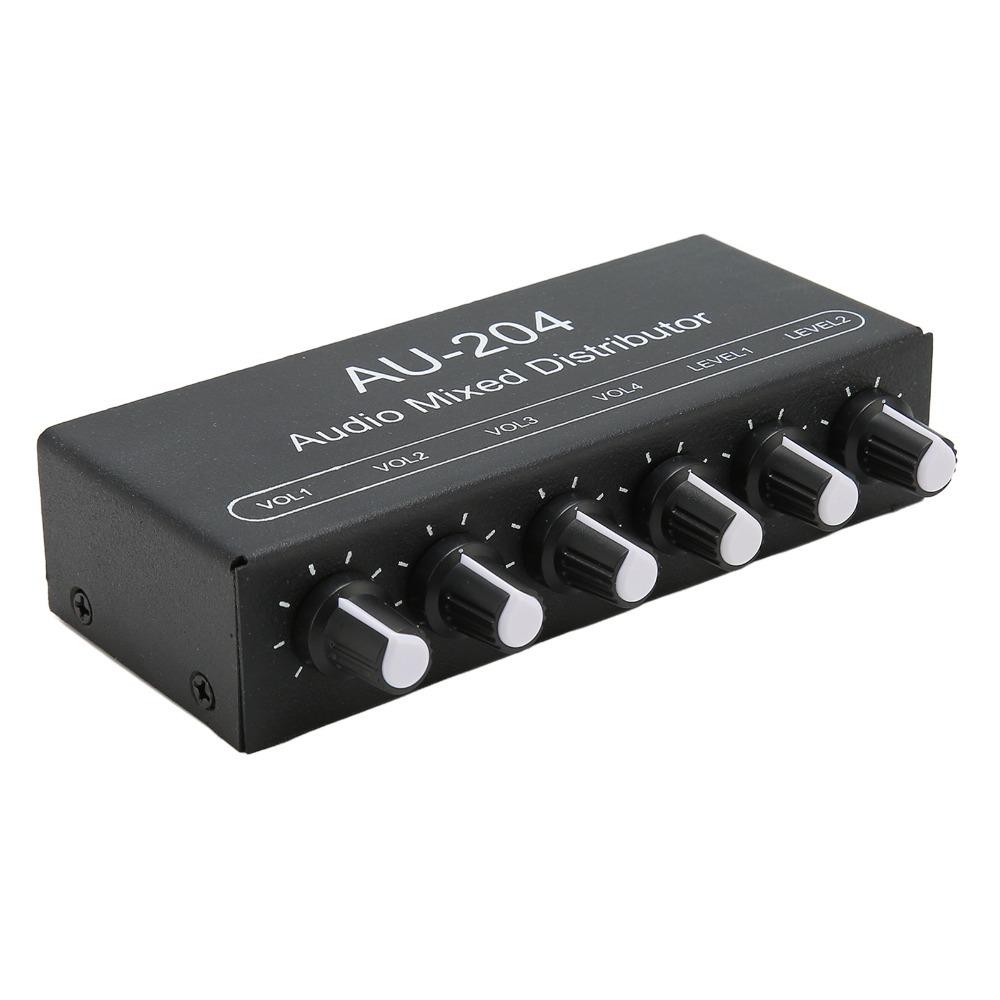 DC 5-15V Headphone Amplifier Mixer 2 In 4 Out Signal Mixer Box  for Stage Performance