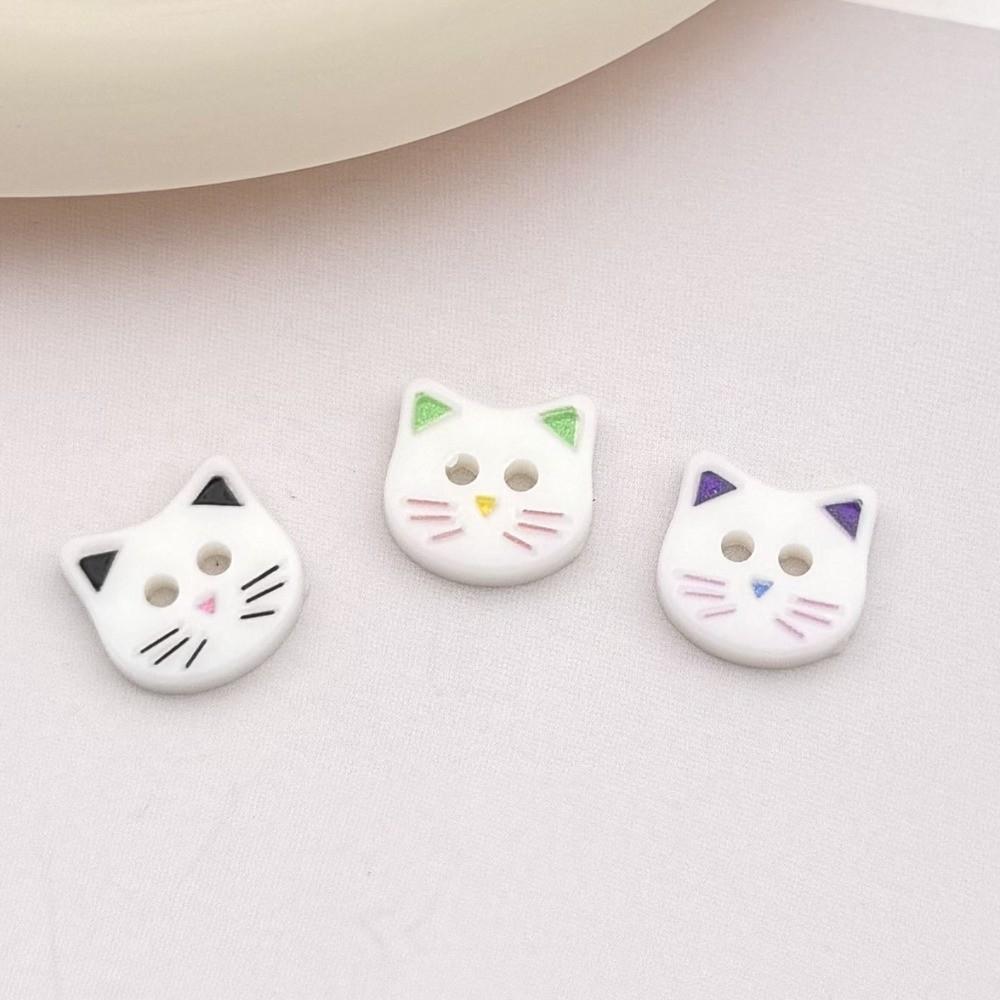 40pcs Creative Kitty Buttons 12mm Kitten Head Buttons Mini Calico Cat Buttons Clothing Coat