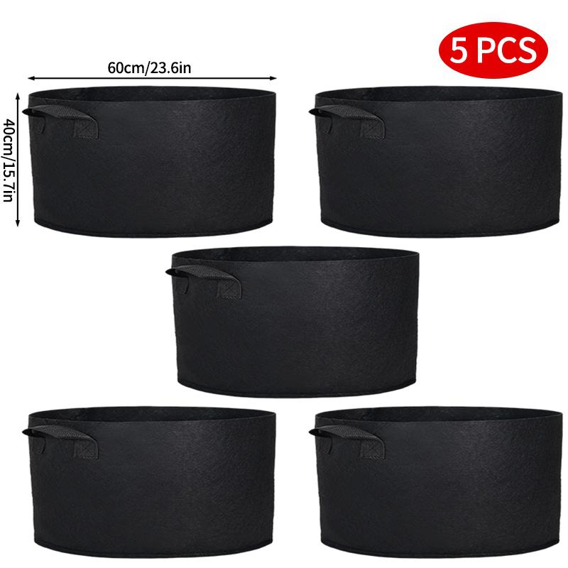 5Pcs 3-50 Gallons Grow Bags Non-Woven Fabric Plant Pots With Handle Garden Planting Bag For Tomato, Potato, Strawberry, Flowers Set