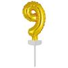 Number Balloon - Amscan - Number 9 - Aluminum - 18.5 X 9 Cm - Gold