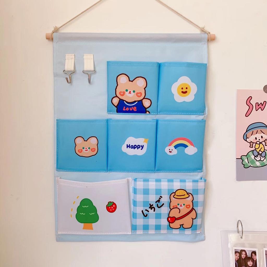 Wall Hanging Storage Bag Fabrics Door Wall Mounted Storage Pockets Home Decoration for Dormitory Bedside Closet Large