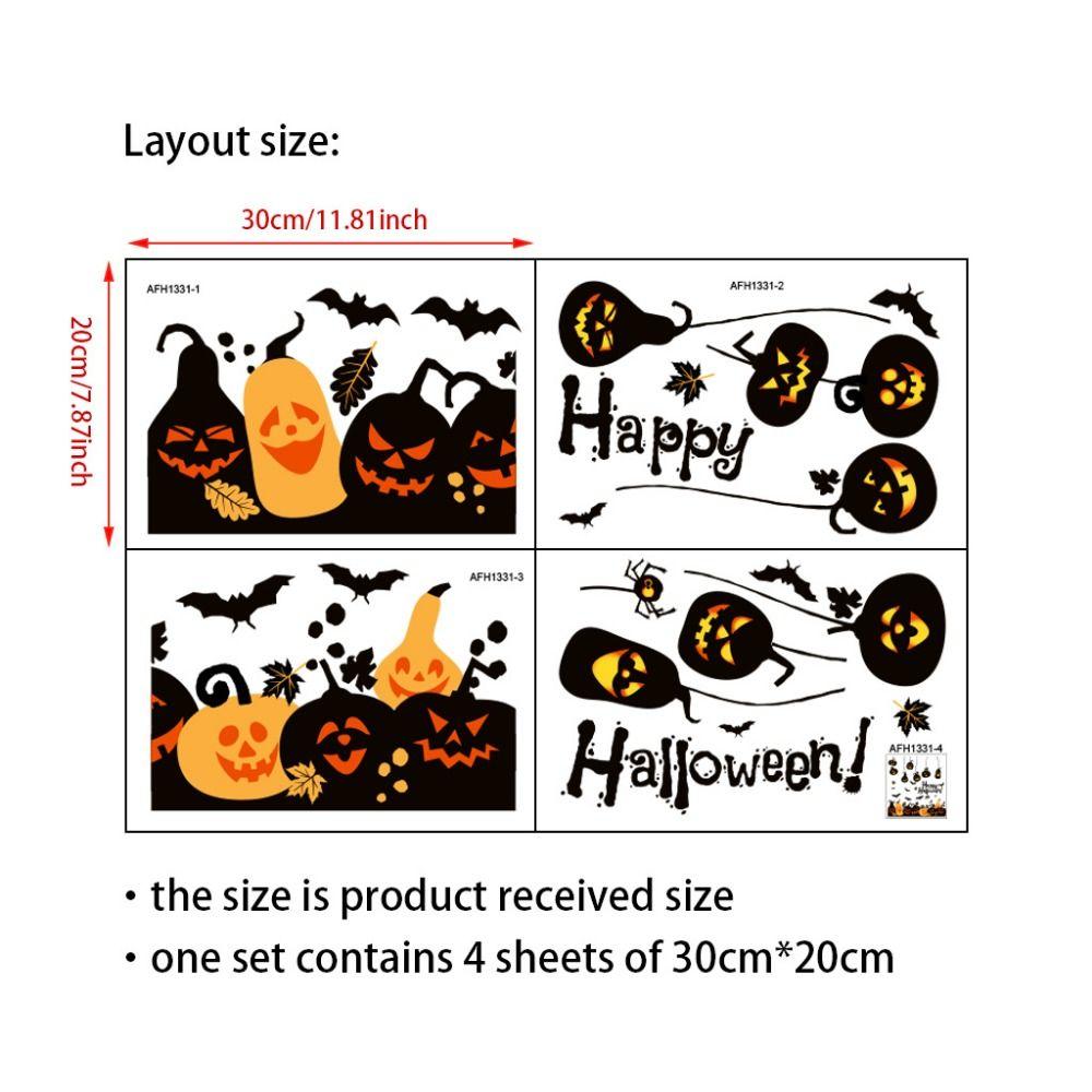4Pcs/set DIY Halloween Pumpkin Stickers Self-adhesive Halloween Wall Sticker  Halloween