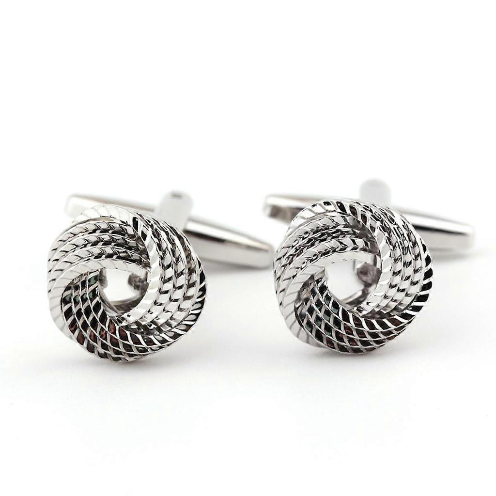 1 Pair Man's Shirt Studs Twist Pattern Cufflinks Silver Plated for Business Wedding Party