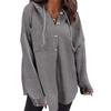 Women's Oversized Casual Long-Sleeve Button-Up Hoodie Knit Patchwork Hoodie With Pockets