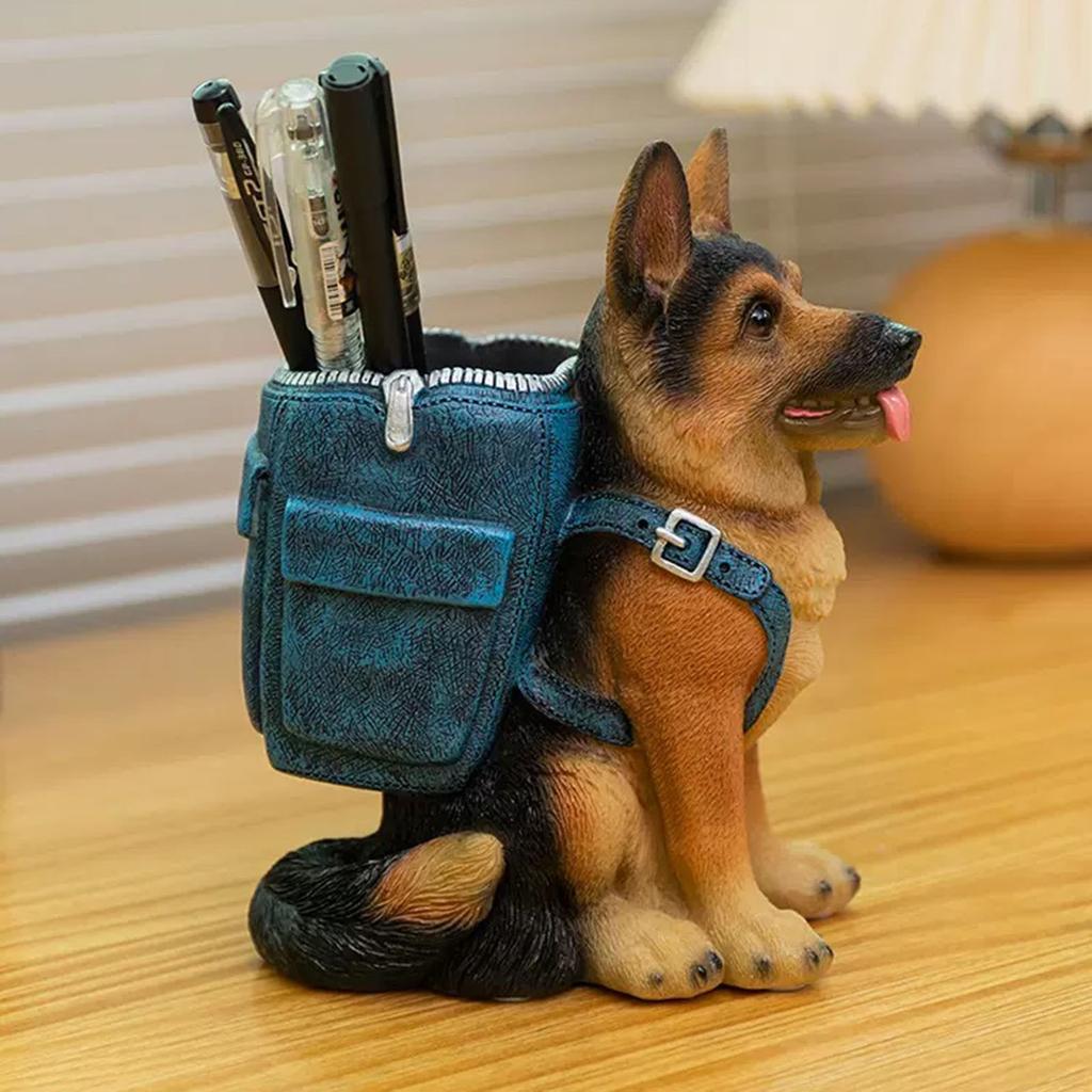 Pen Holder Dog Resin Crafts Home Study Desk Pen Storage Cute Dog Sculpture Ornaments