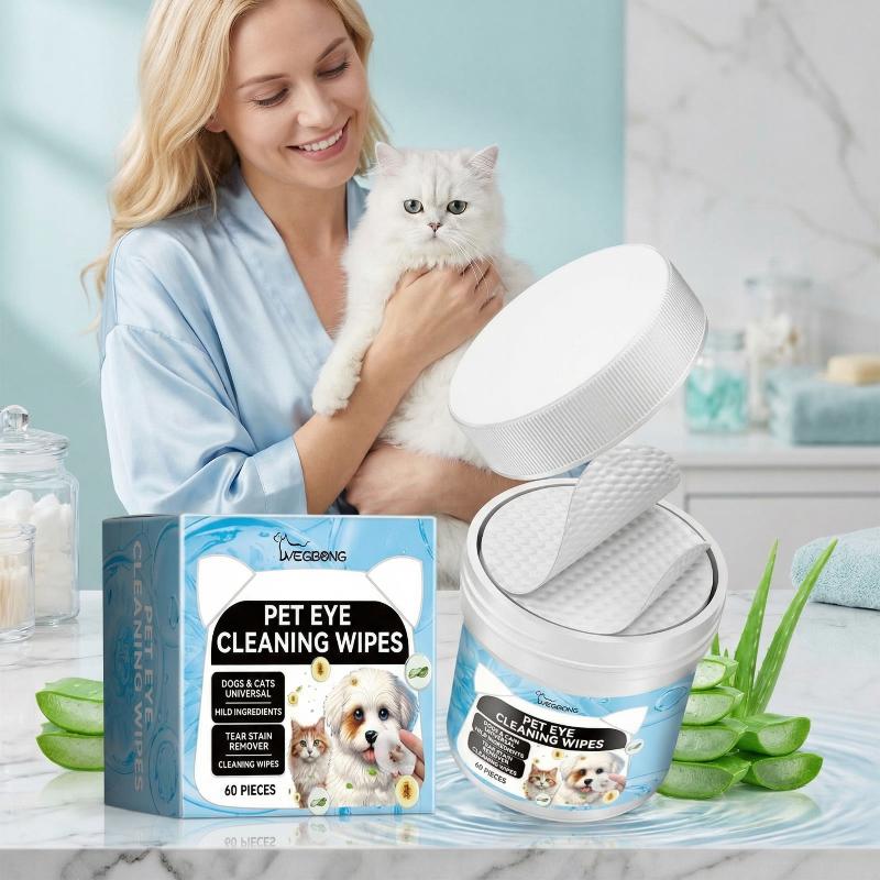 Yegbong Dog Cat Eye Wipes Gentle Cleansing Remove Tear Stains Eye Dirt Disposable Pet Eye Care Wet Wipes