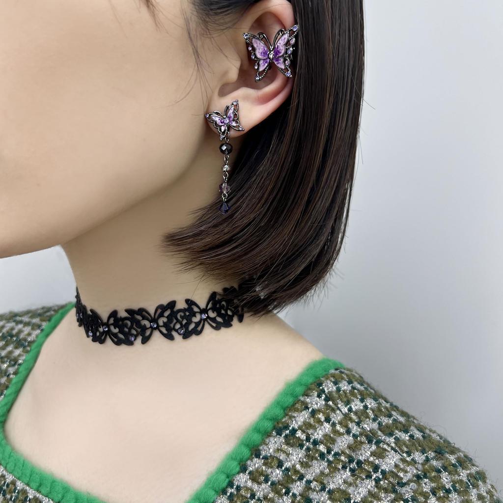 ANNA SUI Butterfly Motif Earrings SAMA1420 XV Purple 2-Way