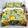 Fresh Lemons With Flowers Bedding Set For Kids Luxury Gift 3Pcs Digital Print Comforter Set Soft Comfortable Breathable