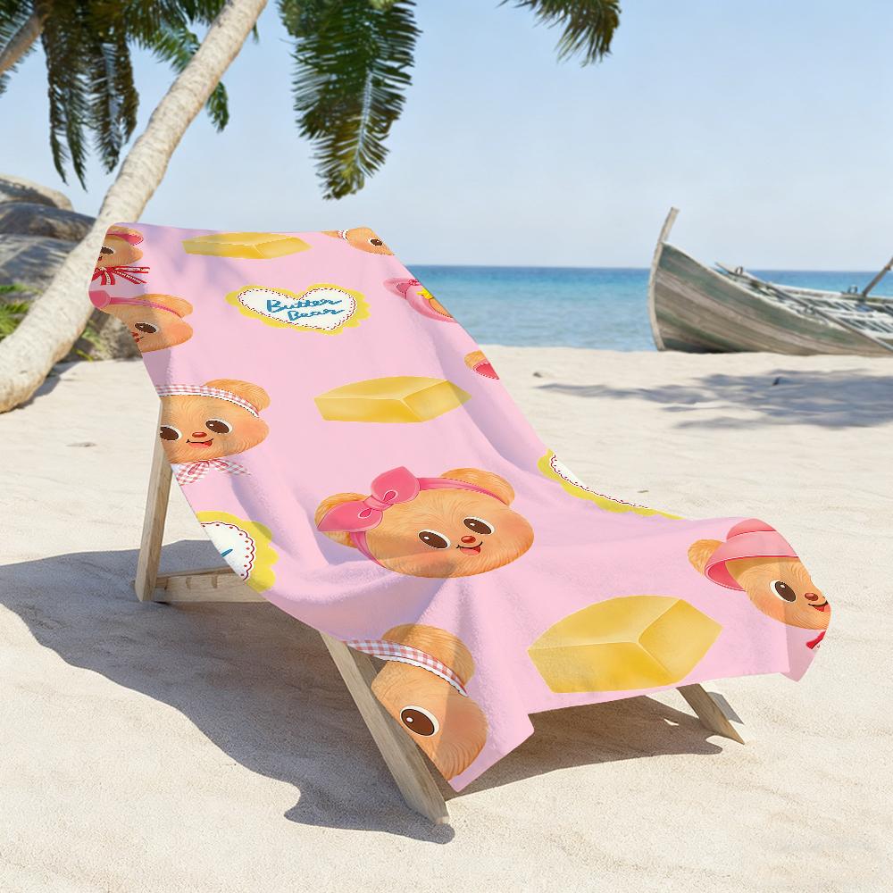 Cute Cartoon B-Butterbear Beach Towel For Beaches Yoga Studios Gyms Hot Springs Swimming Pools And Picnics