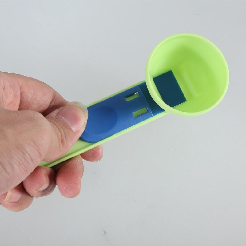 Plastic Measuring Spoon Funnel for Protein Powder Cooking Ingredient Sliding Scooper with Long Handle Kitchen Tool
