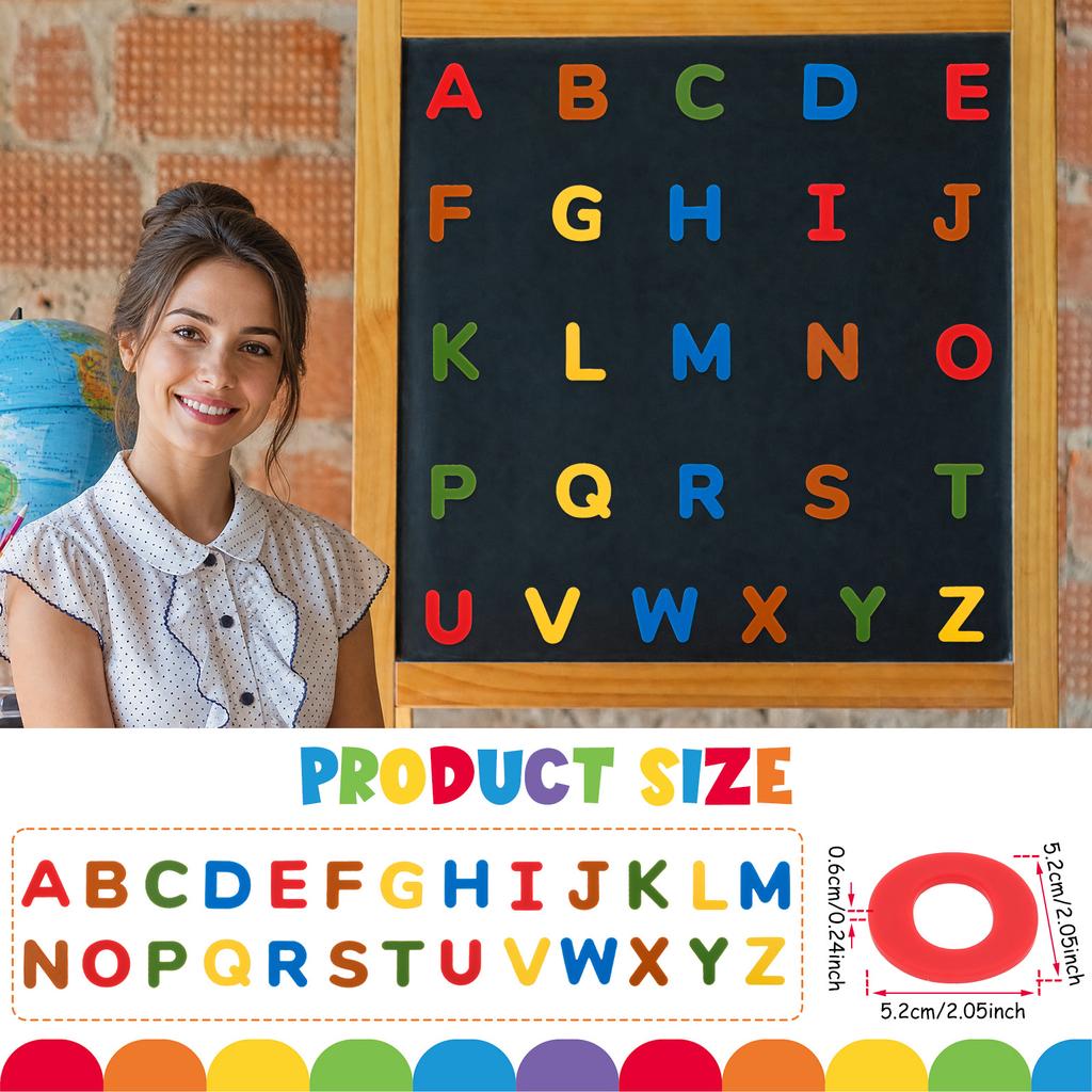 26Pcs Magnetic Letters Alphabet ABC Fridge Magnetic Silicone Educational Preschool Learning Toy Uppercase Spelling Learning Toy