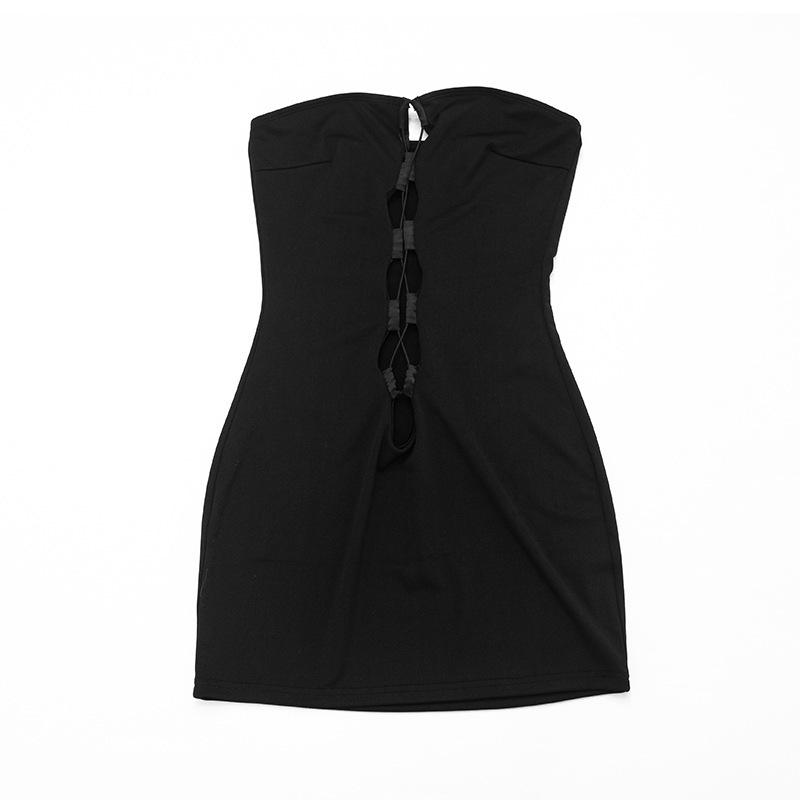 Spring 2026 European & American Style Solid Color Sexy Slim-fit Bandeau Mini Dress