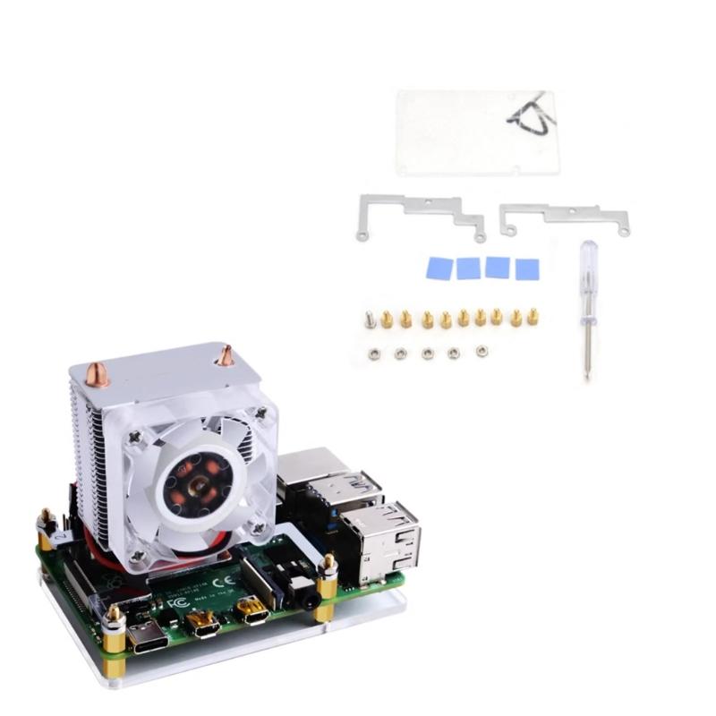 ICE Tower CPU Cooling Fan Super heat issipation 7 Colours Light Bracket for  4B / 3B / 3B+