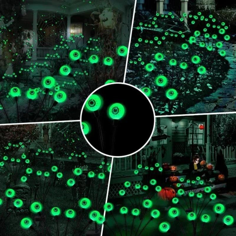 Scary Solar Eyeball Lights Outdoor Halloween Decor Waterproof Green LED Stake Lights for Garden Pathway Lighting Party Decor
