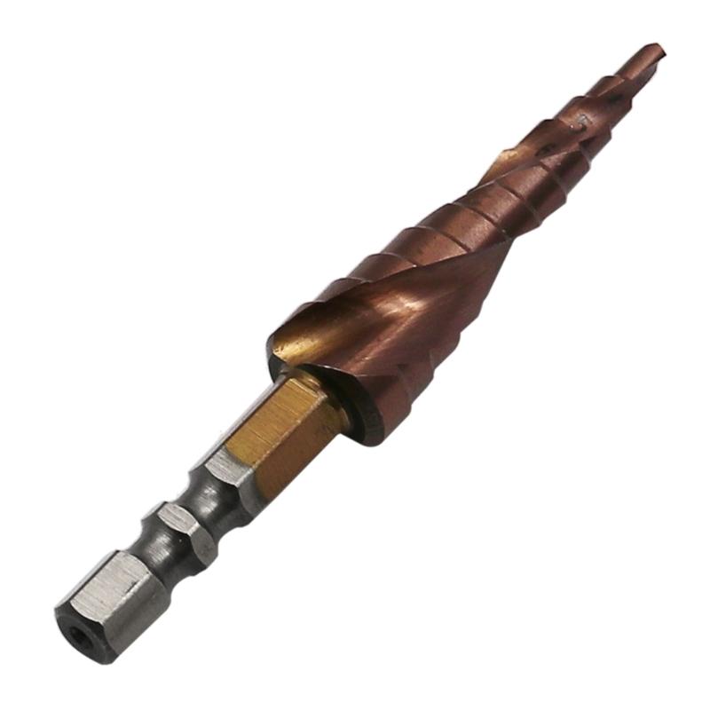 M35 Cobalt Step Drill Bit 1/4 Inch Hexagon Shank Double-edged Spiral Groove Step Drill 3-13mm Cobalt Coating Hole Saw