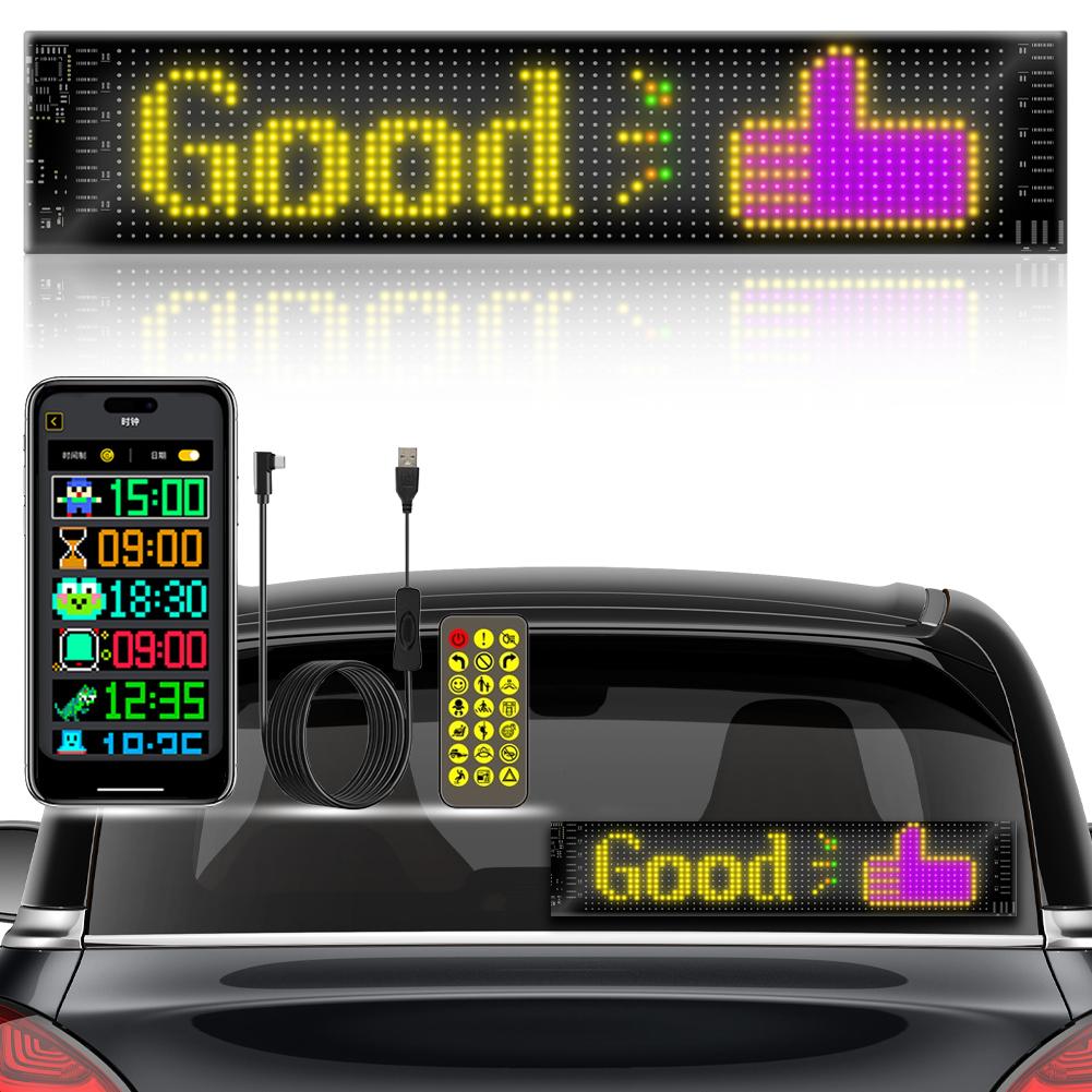 Car LED Pixel Panel Light APP Remote Control Soft Foldable Lighting Graffiti Scrolling Signboard Windshield Advertising Screen