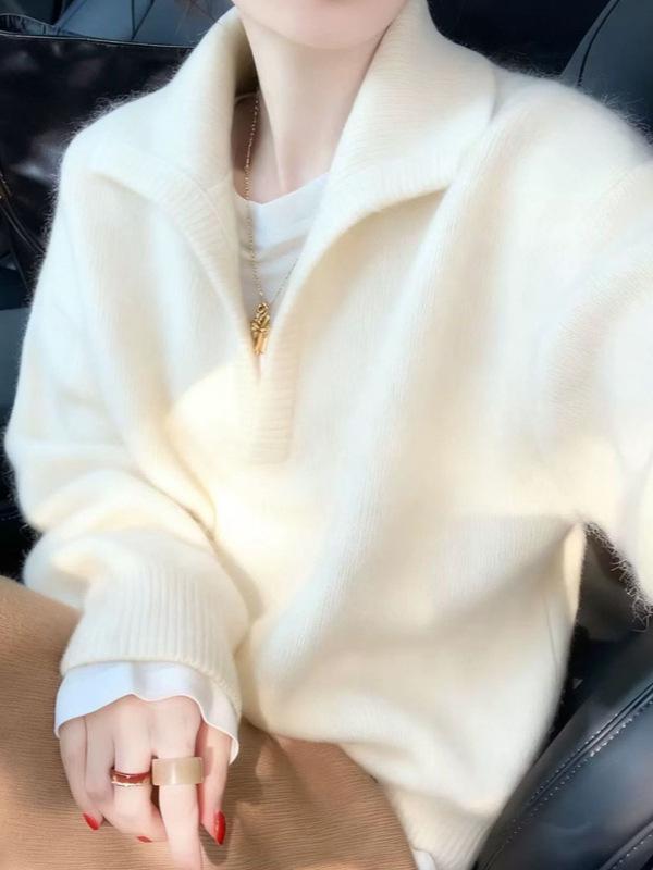 Avocado Green Korean-Style Fluffy Knit Cardigan Pullover for Women