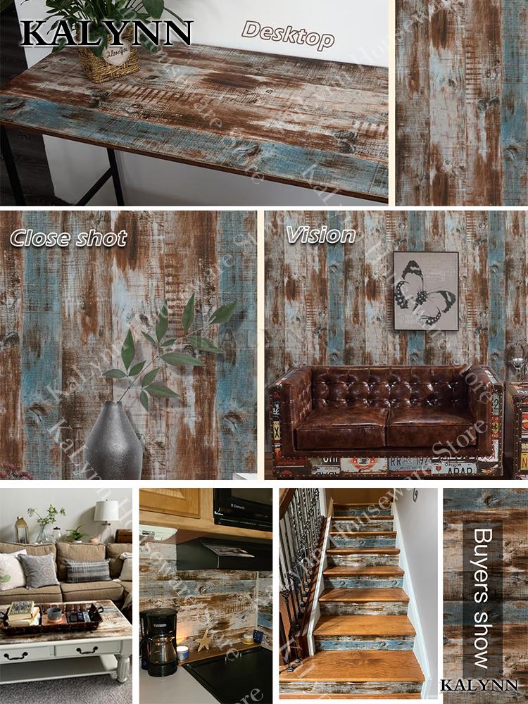 Vinyl Contact Paper Wood Wallpaper Stick and Peel Removable Self Adhesive Wall Paper for Living Room Bedroom Kitchen Width 45cm