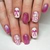 24 Pcs Medium Square Press On Nail Heart Acrylic False Nail Glittering Artificial Nail Sweet Bows Stick On Nail