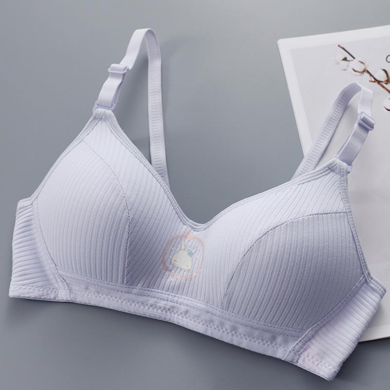 

Autumn and winter cotton students less stripes no steel rings gather thin cup bra breathable and comfortable 32/70ab universal синий