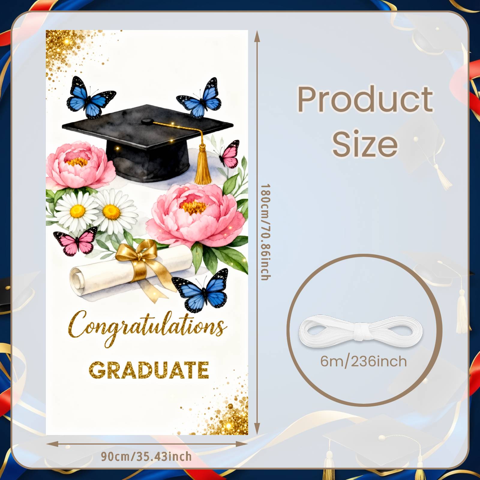 

Celebration Banner Butterfly Decor Graduation Party Banner Graduation Backdrop Pink Peony Congrats Backdrop For College
