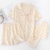 Pajamas women's summer thin, pure cotton cotton yarn small fresh short-sleeved shorts homewear three-piece set can be worn loosely
